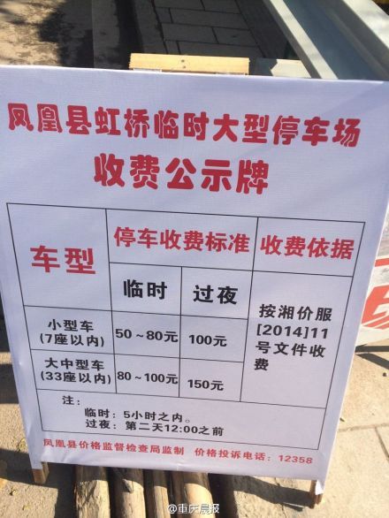 凤凰古城停车价位表