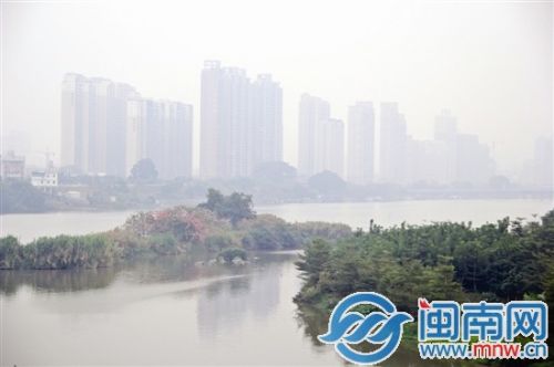 雾蒙蒙的九龙江(摄于漳州水仙花大桥)