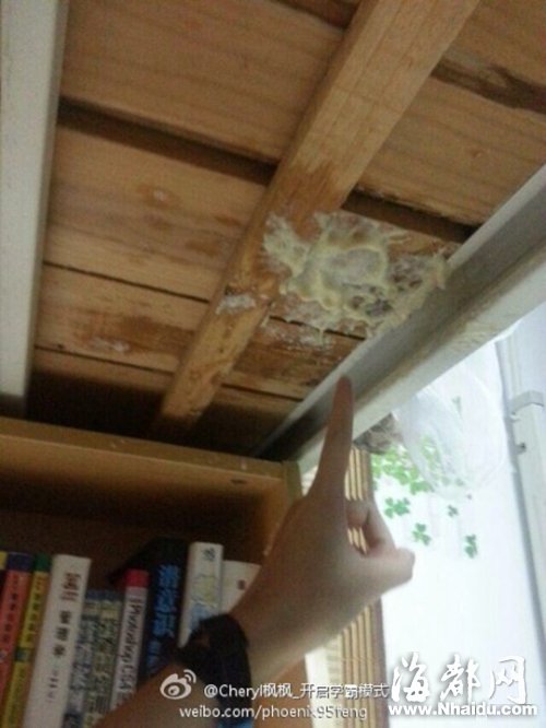 果汁爆炸后飞溅到床板上