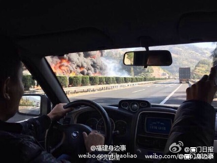 霞浦高速路货车爆炸 现场图