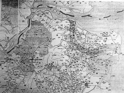 王忠义绘制的“甘棠港地图”（图中画圈部分）