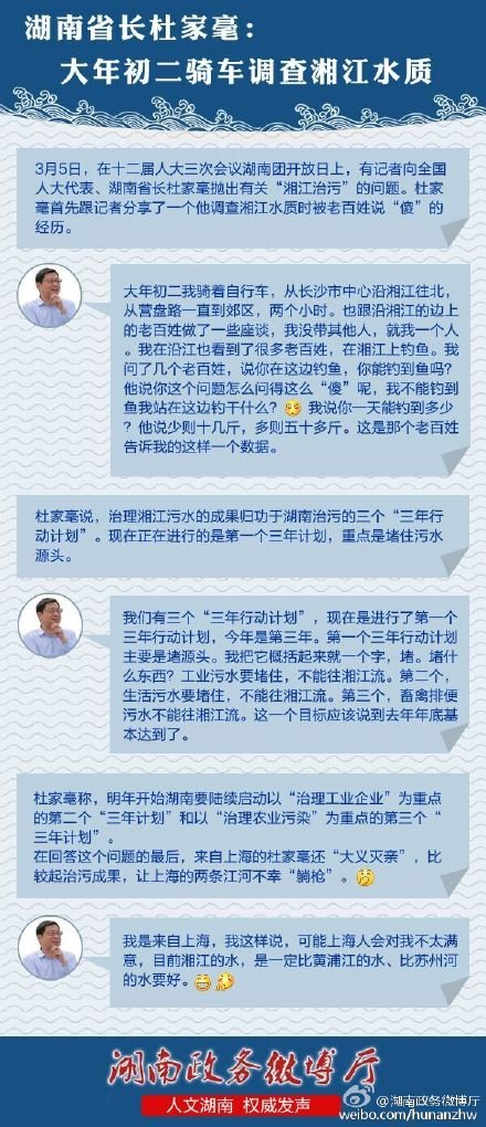 湖南省长杜家毫：大年初二骑车调查湘江水质