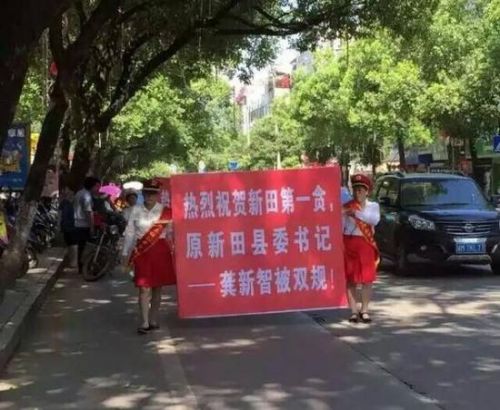 老人举牌奏乐庆祝原县委书记落马 现场图