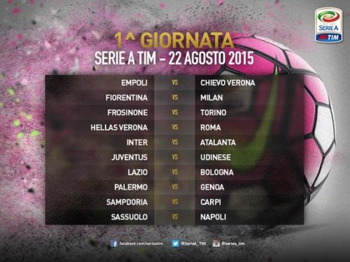 意甲2015-16新赛季赛程:尤文首战劲旅 9月米兰