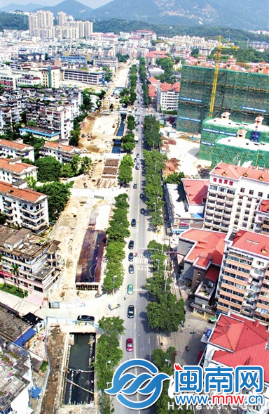 铜盘路两侧的行道树，在本报多次呼吁下，部门承诺尽量保留，尤其是靠内河一侧的树，作为绿化分车带　本报记者摄于今年八月二十五日