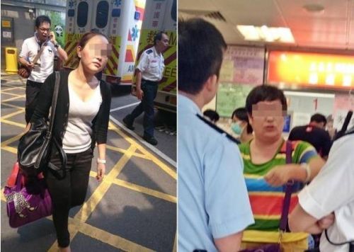 被打耳光的涉事女导游（左）被捕受伤女团友一度情绪就激动