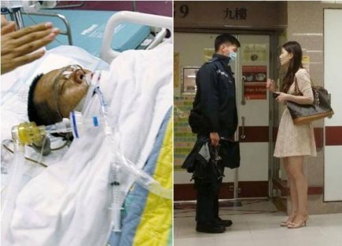 被殴打游客（左）警察现场询问情况（右）
