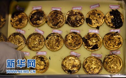 海昏侯墓出土金饼285枚&nbsp;