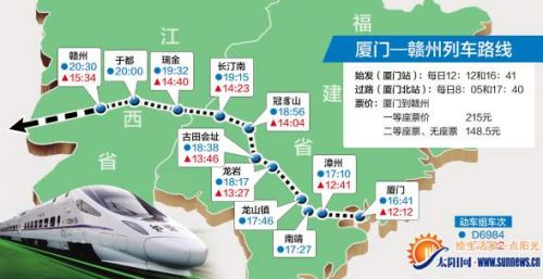 厦门-赣州动车路线图 黄劲超 制图