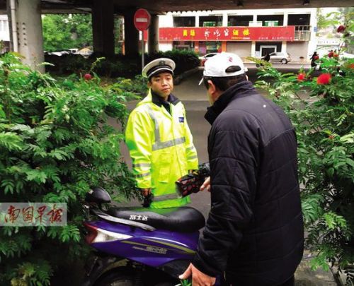 协警坐在树丛后拍摄违法车辆 网友质疑"隐蔽执法"