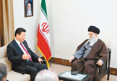 1月23日，国家主席习近平在德黑兰会见伊朗最高领袖哈梅内伊。