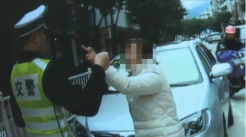 违停拒查骂交警 女司机被带走调查