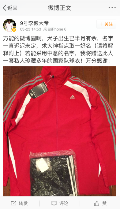 李毅大帝网上为儿征名 网友:英文名要叫亨利(图)