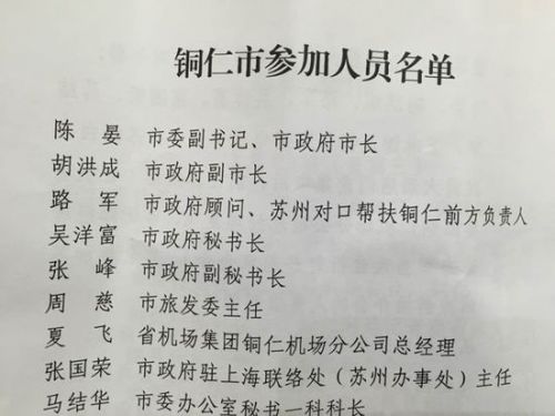 《铜仁市参加人员名单》显示，路军任铜仁市政府顾问、苏州对口帮扶铜仁前方负责人。