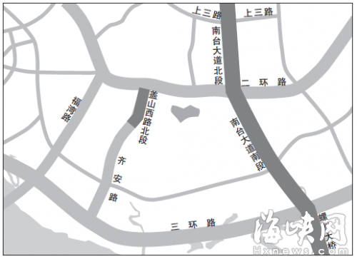 南台大道北段和盖山西路北段都将于“5·18”前实现半幅（半侧）通车 建宇制图