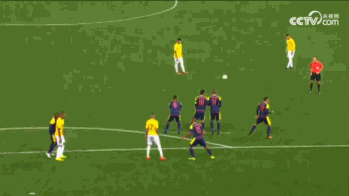 奥运会男足巴西2-0淘汰哥伦比亚 内马尔任意球