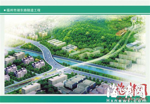 湖东东路隧道下穿晋安河、金鸡山接三八路效果图