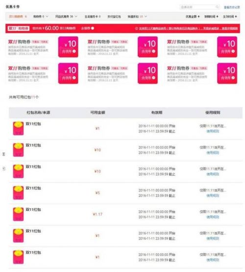最新双十一剁手指南  淘宝天猫双十一品牌折扣红包大全