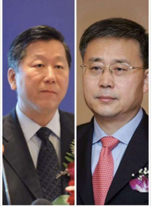 左为尚福林，右为郭树清