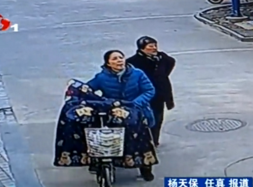 女子撞倒老人留假号码 小区监控录像拍下过程(图)