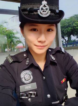 马来警花长相甜美马来西亚华人警花Irene走红