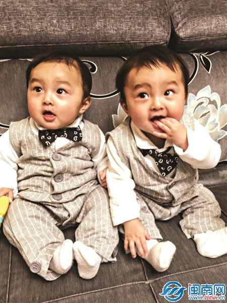 8个月大的双胞胎儿子