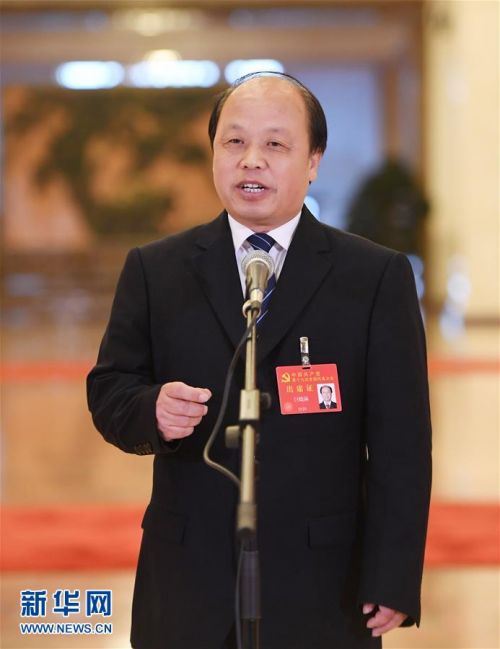 10月19日，中国共产党第十九次全国代表大会代表巨晓林在北京人民大会堂接受采访。新华社记者 申宏 摄