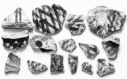 秦屿彭坑村后门山遗址出土的彩陶片。