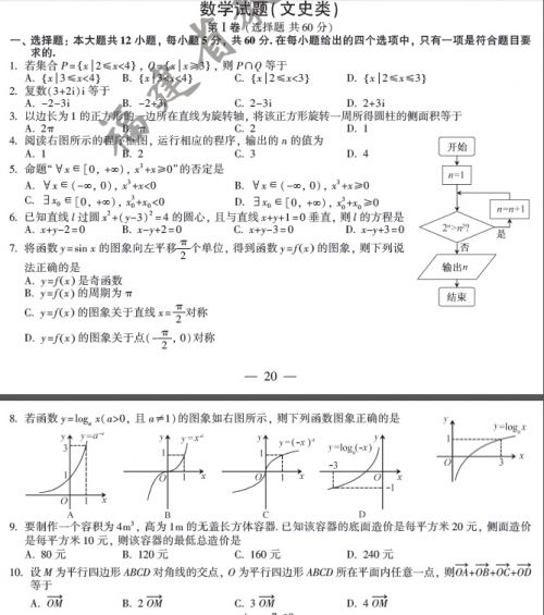 2014年福建高考(文科)数学试题及答案 真题点