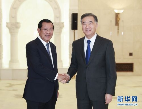 1月22日，全国政协主席汪洋在北京人民大会堂会见柬埔寨首相洪森。 新华社记者 庞兴雷 摄