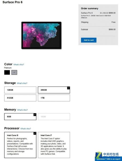 好版Surface Pro 6条记本贬价：降幅超1300元
