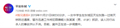 北京东城一女中学生遇害情况最新通报：犯罪嫌疑人落网