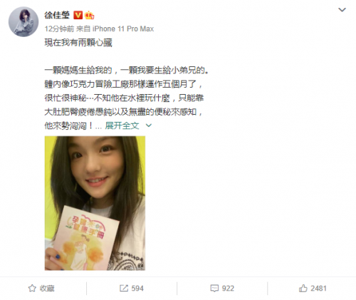 徐佳莹宣布怀孕喜讯 徐佳莹怀孕几个月了？