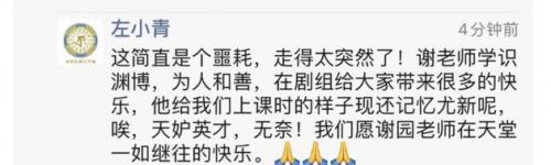 学生左小青发文悼念谢园：老师学识渊博 为人和善