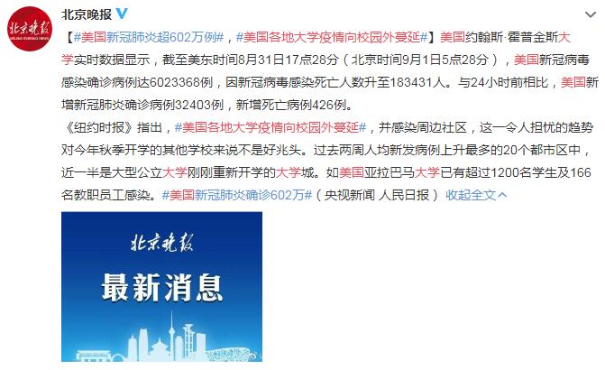 美国各地大学疫情向校园外蔓延 并感染周边社区