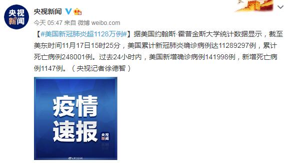 11月18日美国疫情最新消息情况：美国新冠肺炎超1128万例