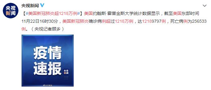 美国新冠肺炎超1218万例 死亡病例为256533例