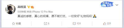  高梓淇发文祝福前妻蔡琳：一切安好“礼物妈妈”