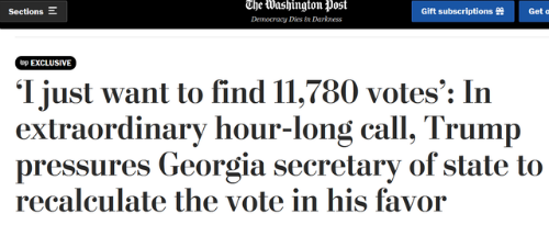 特朗普通话录音遭曝光 施压佐治亚州州务卿要求重新计票