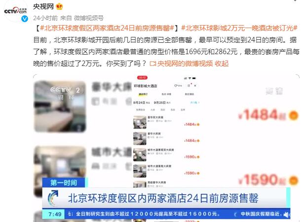 北京环球影城2万一晚酒店售罄