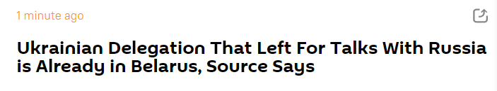 乌克兰代表团抵达白俄罗斯 俄乌谈判开始时间或有变动