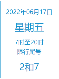 北京周五限行尾号是多少2022年 6月17日北京限号几和几