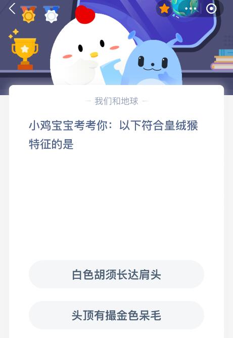 螞蟻莊園今日答案最新：以下符合皇絨猴特征的是什么？