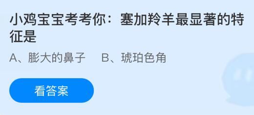 塞加羚羊最显著的特征是？蚂蚁庄园今日答案最新8.29