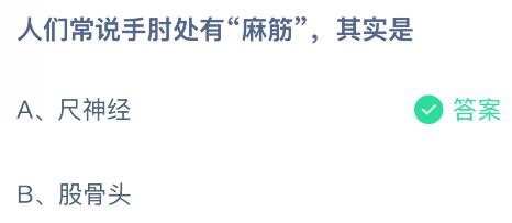 人們常說手肘處有“麻筋”其實是什么？螞蟻莊園今日答案最新11.26
