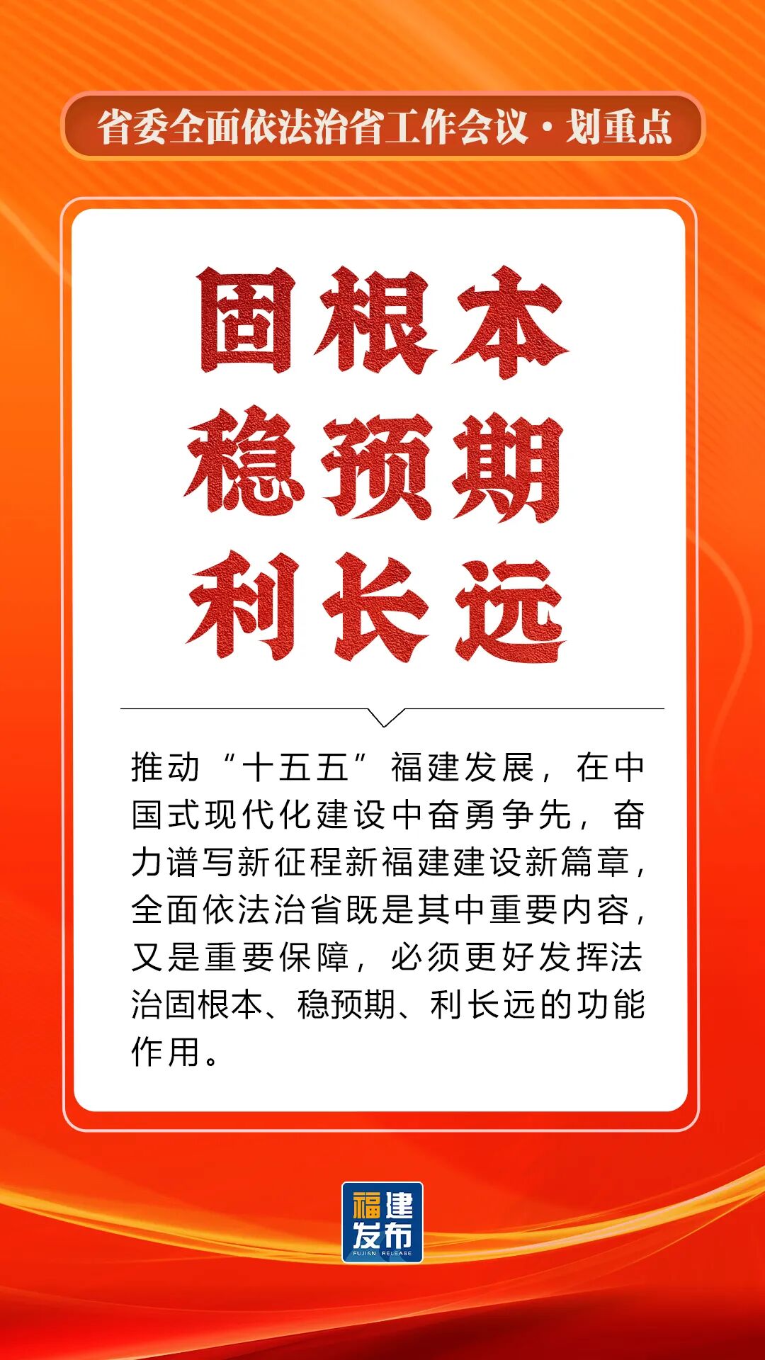 福建省委全面依法治省工作会议召开，一组海报划重点！