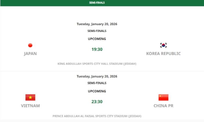 U23男足亚洲杯半决赛赛程直播时间表 中国vs越南今晚比赛直播时间