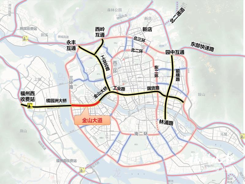 福州新添贯通东西的城市快速通道 金山大道高架主线6日晚通车