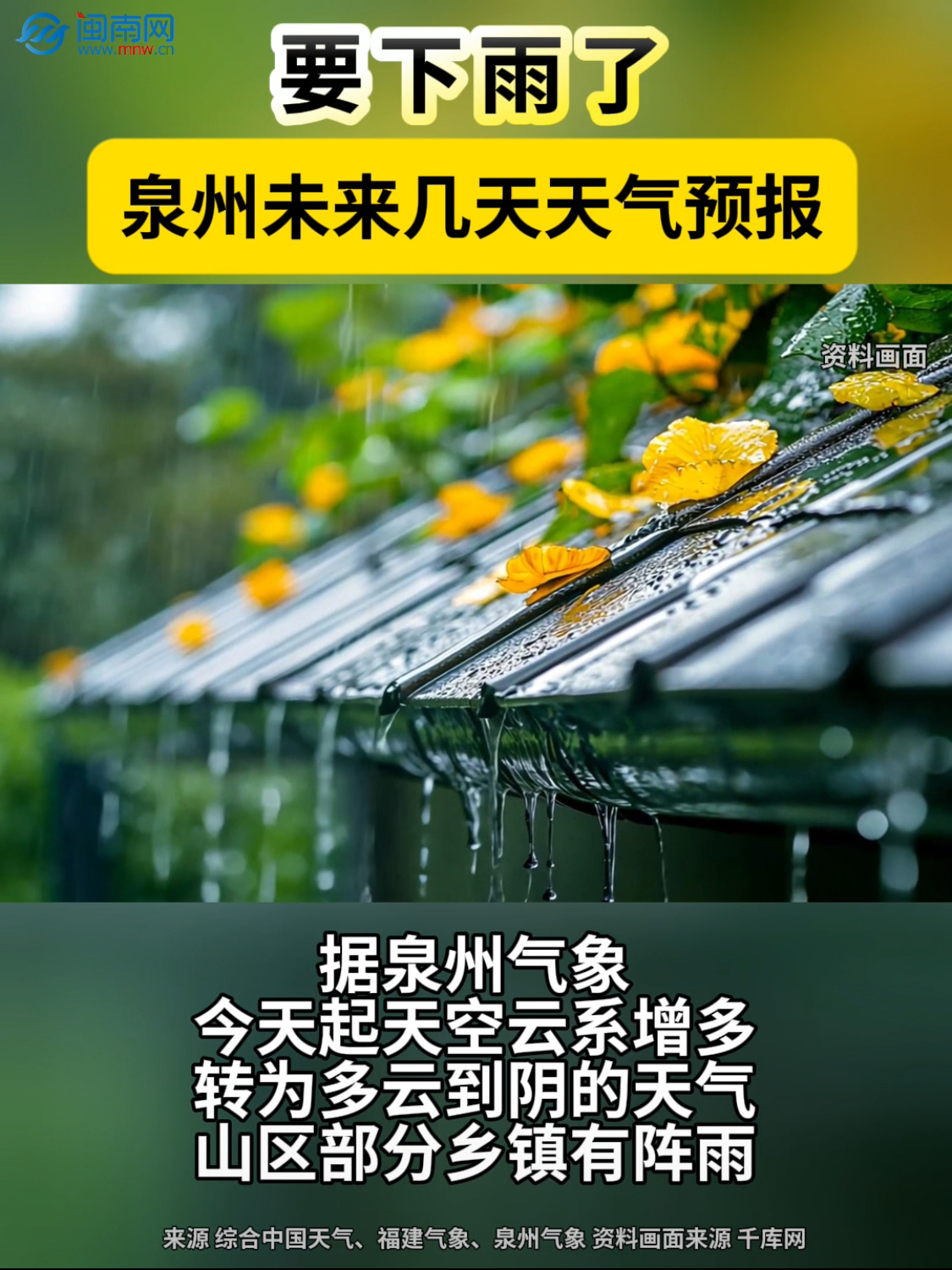 要下雨了 泉州未來幾天天氣預(yù)報(bào)