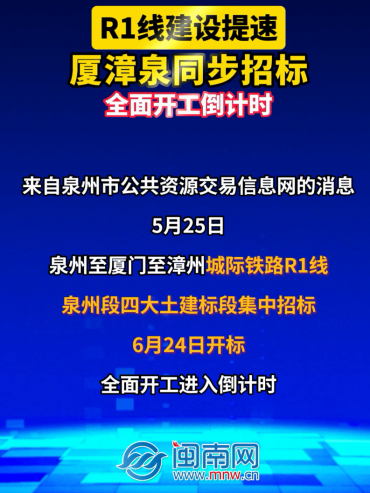 R1线建设提速！厦漳泉同步招标，全面开工倒计时！